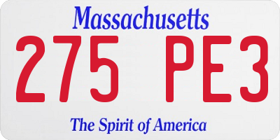 MA license plate 275PE3
