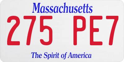 MA license plate 275PE7
