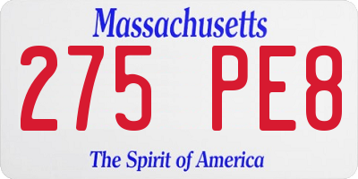MA license plate 275PE8