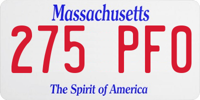 MA license plate 275PF0
