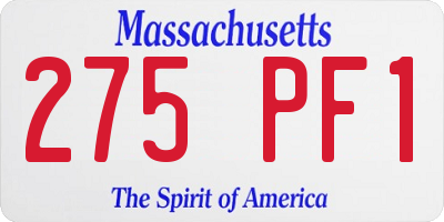 MA license plate 275PF1