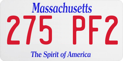 MA license plate 275PF2