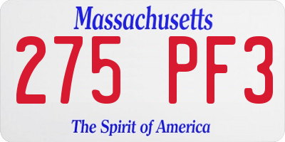 MA license plate 275PF3