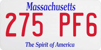 MA license plate 275PF6