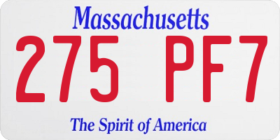 MA license plate 275PF7
