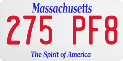 MA license plate 275PF8