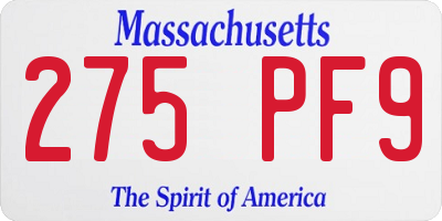 MA license plate 275PF9