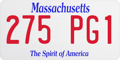 MA license plate 275PG1