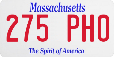 MA license plate 275PH0