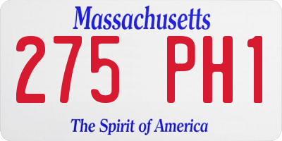 MA license plate 275PH1