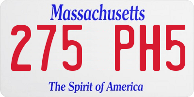 MA license plate 275PH5