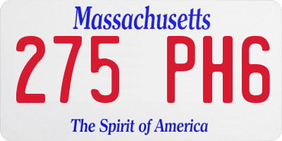 MA license plate 275PH6