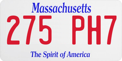 MA license plate 275PH7