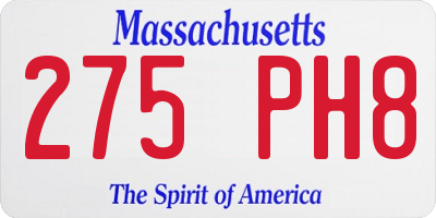 MA license plate 275PH8