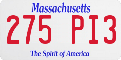 MA license plate 275PI3