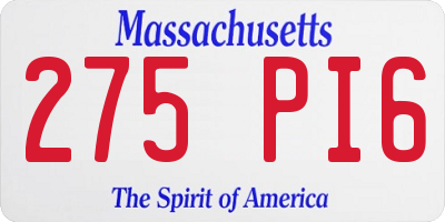 MA license plate 275PI6