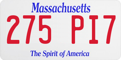 MA license plate 275PI7