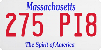 MA license plate 275PI8