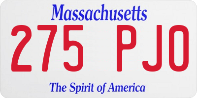 MA license plate 275PJ0