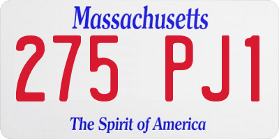 MA license plate 275PJ1