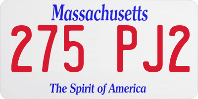 MA license plate 275PJ2