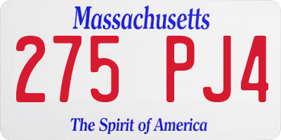 MA license plate 275PJ4