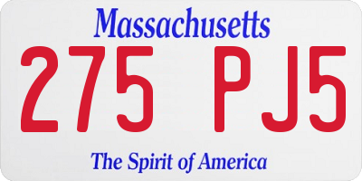 MA license plate 275PJ5