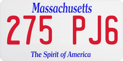 MA license plate 275PJ6