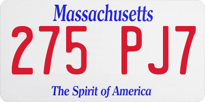MA license plate 275PJ7