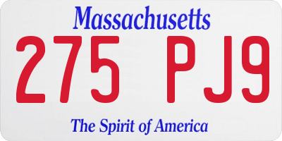 MA license plate 275PJ9
