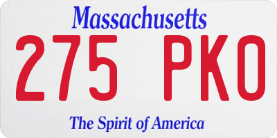 MA license plate 275PK0