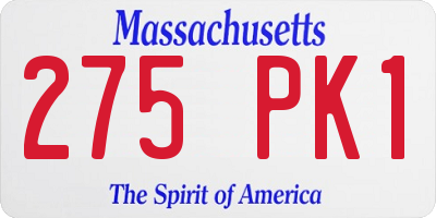 MA license plate 275PK1