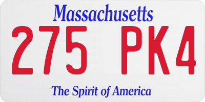 MA license plate 275PK4