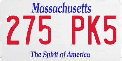 MA license plate 275PK5