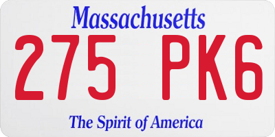 MA license plate 275PK6