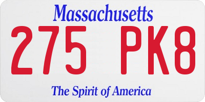 MA license plate 275PK8
