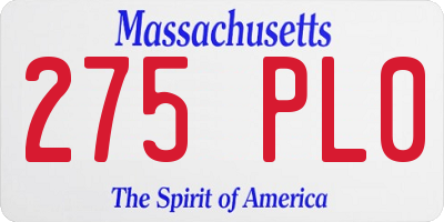 MA license plate 275PL0