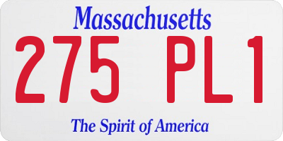 MA license plate 275PL1