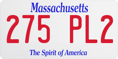 MA license plate 275PL2