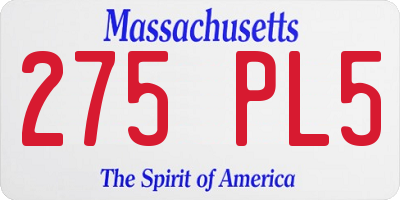 MA license plate 275PL5