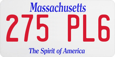 MA license plate 275PL6