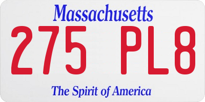 MA license plate 275PL8