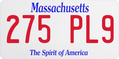 MA license plate 275PL9