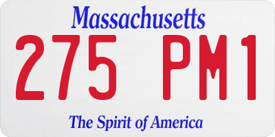 MA license plate 275PM1