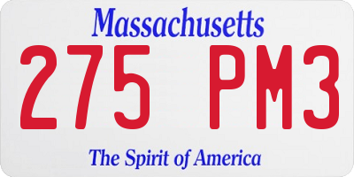 MA license plate 275PM3