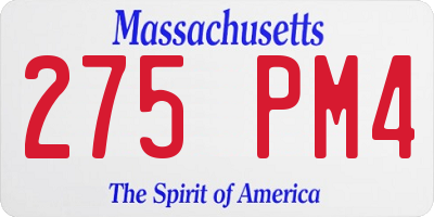 MA license plate 275PM4