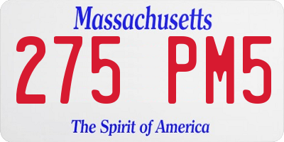 MA license plate 275PM5