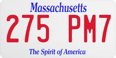 MA license plate 275PM7