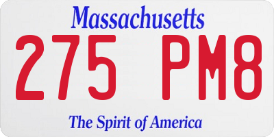 MA license plate 275PM8