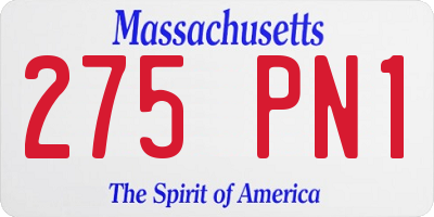 MA license plate 275PN1